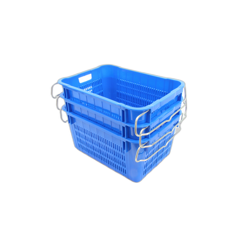 Ventilated Plastic Crate with Metal Bail Handles 690x480x370MM